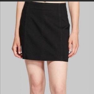 Wild Fable Black Denim Miniskirt with seams size 8 NWT